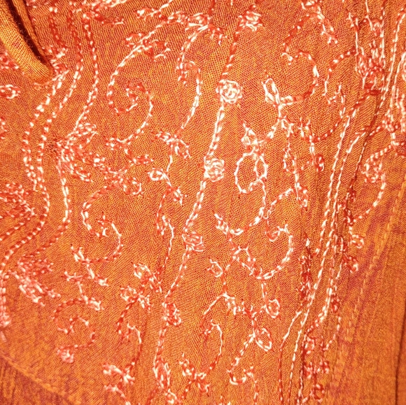 Chances R" dress, size 2X, burnt orange, rusty, embellished floral vine - Picture 4 of 12